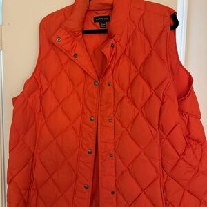 Lands' End Women's Bright Orange Quilted Vest